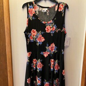 NWT LulaRoe Nicki Dress Size XL, Black w/Floral, Sleeveless